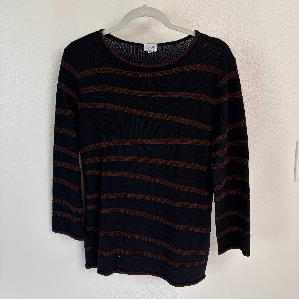 Giorgio Armani Collezioni Black With Brown Stripes Sweater Size 12